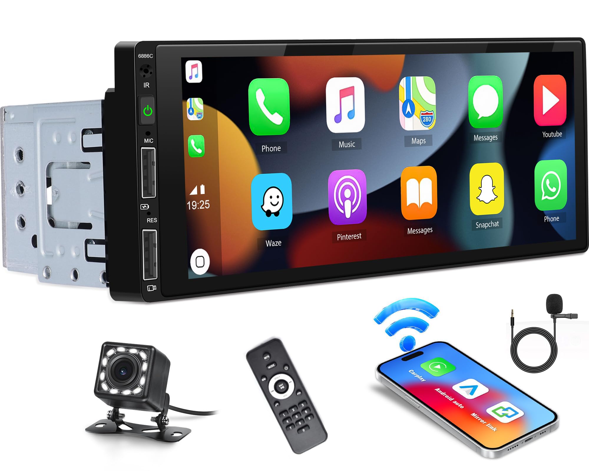 Amazon.com: Single Din Touchscreen Car Stereo with Wireless A-pple
